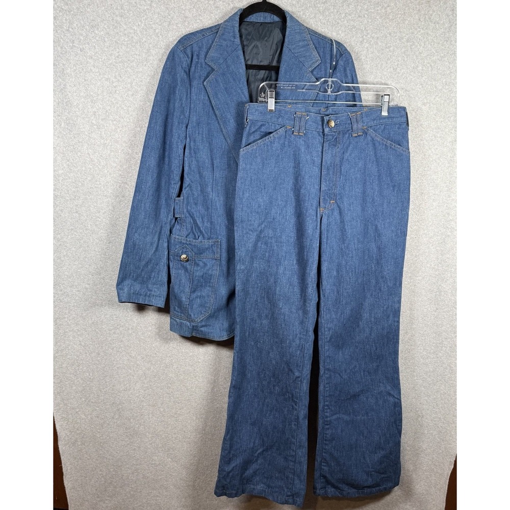 Lee Sanfor Jacket Jeans Suit Set 70's 42L  Demim Vintage Two Piece